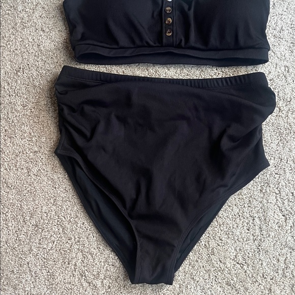 MATERNITY Black Ribbed Bikini Set - Picture 3 of 4